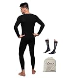 vienberg Herren Winter Thermo Unterwäsche Set 3tlg. | Unterhose + Unterhemd l + Thermal Socken | Funktionsunterwäsche Thermo-Aktiv | Schwarz | Made in EU (Schwarz, M)
