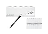 Schreibtisch Kalender 32 Blatt / Schreibtischquerkalender 2026 + Kugelschreiber