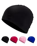 Badekappe Stoff für Damen & Herren – Bequem, Langlebig & Hochelastisch (Schwarz)