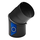 raik Rauchrohrbogen Ofenrohr 150 mm Durchmesser Winkel 0° bis 45° verstellbar schwarz Senotherm beschichtet ohne Reinigungsöffnung Stahl 2 mm für Kamin Holzofen Holzkessel Made in EU