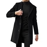 Vekewsap Wintermantel Herren Trenchcoat Knöpfen Umlegekragen Winterjacke Herrenmantel Winddichte Windbreaker Tweed Winterjacke Übergangsjacke Beiläufig Freizeitjacke Wintermantel Freizeitjacke
