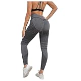 Sportleggings Damen Lang Blickdicht Kompressionsleggings,Seamless Push Up Leggings High Waist Scrunch Sportleggins,Elastische Fitness Yogahose Anti Cellulite Sporthose