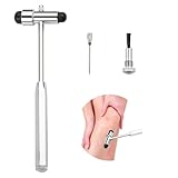 Neurologischer Reflexhammer mit Pinsel, Hochwertiger Reflexdiagnosehammer für Muskelreflexe und Nervensystem-Untersuchungen, Doppel-Kunststoffkopf, Ergonomischer Griff, Schwarz