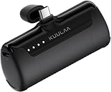 Kuulaa Power Bank USB C 4500mAh, Mini Externer Akku, Schnelles Aufladen USB C Powerbank ohne Kabel, klein Aber stark Handy Tragbares Ladegeräte Kompatibel mit Samsung, Huawei, USB C-Handys (Schwarz)