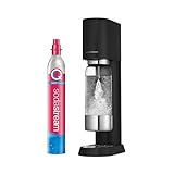 SodaStream® enso™ Premium Wassersprudler aus Edelstahl, inkl. 1 L BPA-FREIE KUNSTSTOFFFLASCHE (spülmaschinengeeignet) + Quick Conntect CO2-Zylinder, Farbe: schwarz