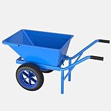 Robuste Schubkarre, Mehrzweck-Gartenwagen mit zwei Rädern für den Transport von Dünger, Wasser, Pflanzen, Blättern, Abfall, Stahlrahmen, doppelte pneumatische Räder