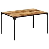 Gecheer Massivholztisch Esstisch Holztisch Küchentisch Speisetisch Loungetisch Tisch 140 x 80 x 76 cm (L x B x H) Esszimmertisch Tisch Baumkantentisch Wohnzimmer Küche Mango-Massivholz Eisenrahmen