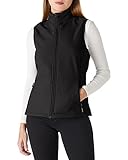 Outdoor Ventures Softshell Weste Damen Ärmellose Jacke Laufweste Leicht Winddicht Warm Fleeceweste Stehkragen Sport Golf Weste mit 4 Taschen für Wandern Camping Schwarz 2XL