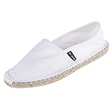 Japanwelt Espadrilles Unicolor Canvas Weiß Damen und Herren Größe 39 Unisex Leinen Slipper
