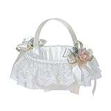 JAWSEU Spitze Blumenkorb Hochzeitskorb, Hochzeit Blumenmädchen Korb, Streukörbchen Korb für Blumenkinder, Satin Blumenkörbe, Blumenkinderkörbchen für Hochzeit Party