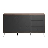 trendteam smart living - Montez - Sideboard - Eiche Kraft Gold/Graphite - 4 Fächer und 3 Schubladen - (BxHxT) 183 x 76 x 40 cm - Soft-Close- und Vollauszug-Funktion