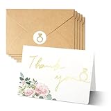 Blopee Hochzeits-Dankeskarten mit Umschlägen, Blumendruck, Dankeskarten mit Aufklebern, elegante 10,2 x 15,2 cm, blanko, Dankeskarten mit Umschlägen, 20 Stück