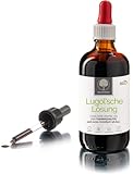 100ml Lugolsche Lösung 5% in pharmazeutischer Qualität (ph. Eur.) - hergest. in Deutschland – Jodlösung nach Originalrezeptur in Apothekerflasche - incl. Pipette