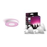 Philips Hue White & Color Ambiance Xamento Deckenleuchte M (2.350 lm) & White & Color Ambiance GU10 LED Spots 3-er Pack (350 lm)