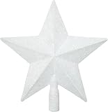 DERAYEE Glitzernde Weihnachtsbaumspitze,Stern Weihnachtsbaumschmuck Baumspitze Weihnachten für Weihnachtsbaum,Weihnachtsdeko (Weiß)