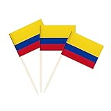 100 Stück Kolumbien-Flagge, kolumbianische Zahnstocher-Flaggen, Cocktail-Picker, Mini-Stick-Cupcake-Topper, Landspieße, Party-Dekoration, Feier, Cocktail, Essen, Bar, Kuchenflaggen (Kolumbien)