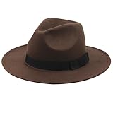 Neroyaner Brauner Hut Panamahut Herren Vintage-Stil breite Krempe Filzhut braune Outbacks-Hüte Einheitsgröße für Männer und Frauen Outfit Kleid Cosplay-Kostüm-Zubehör
