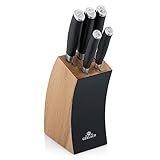 Gerlach 1760 Deco Black Messerblock Messerset Küchenmesserset 5 Messer aus Edelstahl Buchenholz Küchenmesser im Block Kochmesser Brotmesser Gemüsemesser Küche Küchenutensilien Küchenzubehör, Schwarz
