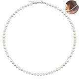 Netrox® Moderne Perlenkette 6mm für Damen & Herren I Hochwertige Perlen Kette Verarbeitung I Verstellbare Kette mit Perlen I Weiße Choker Glas Perlenketten für jeden Style Männer und Frauen