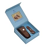 Laguiole Heritage Segel-Klappmesser mit Lederetui – Elegantes Taschenmesser aus Edelstahl mit Holzgriff – Traditionelles Design, ideal für Outdoor, Segeln & Camping, Braun