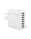 USB Ladegerät, 8 Ports USB Stecker 40W ladeadapter für 16 15 14 13 12 11 XS XR X 8 7, Samsung, QC 3.0 Adapter Schnellladegerät Mehrfach Netzteil Netzstecker Ladestecker Stromadapter Steckdose Charger