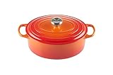 Le Creuset Signature Gusseisen-Bräter mit Deckel, Ø 29 cm, Oval, Für alle Herdarten und Induktion geeignet, Volumen: 4,7 l, 4,675 kg, Ofenrot, 21178290902430