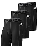 Runhit 3er Pack Herren Kompressionsshorts Mit Tasche - Base Layer Sport Unterhosen Funktionsunterwäsche Tight Kompressionshose Kurz Laufunterwäsche Radlerhose L