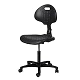 Topsit IND101 Arbeitsstuhl aus Polyurethan, ergonomischer Bürohocker, Werkstattstuhl, höhenverstellbar und mit Verstellbarer Rückenlehne, leicht zu reinigen, Stabiler Stuhl mit Rollen.