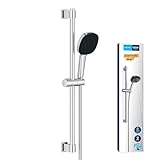 GROHE Vitalio 110, Duschset wassersparend, 6l pro Min (Duschstangenset mit: Duschkopf 3 Strahlarten, 1,75m Schlauch, Duschstange 60cm, zum Kleben oder Bohren, ohne Kleber), eckig, chrom, 2639810E