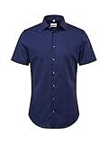 Seidensticker Herren Slim Bügelfrei Kent Kurzarm Stretch Businesshemd, Blau (Dunkelblau 19) Light, 42 EU