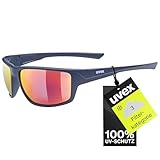 uvex sportstyle 230 - Sportbrille für Damen und Herren - verspiegelt - Filterkategorie 3 - blue mat/mirror red - one size