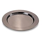 ECHTWERK Platzteller/ Servierteller Set 'Shiny', Unterteller aus hochwertigem Edelstahl, Edelstahlteller, Dekoteller für Hochzeiten, Servierplatte, Tischset, Ø 33,2 cm, Black-Editio, 2 teilig