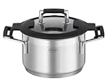 RÖSLE SILENCE PRO Kochtopf, Hochwertiger Universaltopf aus Edelstahl 18/10, 16 cm, Glasdeckel, Innenskalierung, induktionsgeeignet, spülmaschinengeeignet, Silberfarben