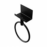 1 Handtuchring mit Regal als Handtuchhalter schwarz ohne Bohren, verwendet in der Küche,duschwand, Badezimmer (Bad) (1, allgemeines Schwarz, Größe A)