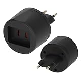 Brennenstuhl Reisestecker/Reiseadapter (Reise-Steckdosenadapter zum Anschluss elektrischer Geräte mit 2-poligem Stecksystem der USA in Ländern mit Euro-Stecksystem) schwarz