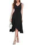 Aupuls Cocktailkleid Festliche Kleider High Low Midi Sexy Kleid Hochzeitsgast Kleider Damen Festlich Elegant Abendkleider ElegantAUPG007Black
