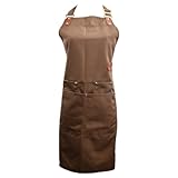 Latzschürzen Gastronomie Lang, Kochschürze mit Verstellbarem Nackenband, Kellnerschürze Kellnerinnen Schürze mit 4 Taschen, Wasserdichte Küchenschürze aus Segeltuch, Arbeit Schürze Grillschürze (B)