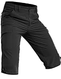 Wespornow 3/4 Kurze-Hosen-Herren Bermuda-Cargo-Outdoor-Shorts Wasserdicht Cargohose Wanderhose Stretch Trekkinghose Sporthose Fahrradhose Lang MTB Sommer für Männer (Schwarz, M)