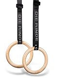 Die Ringe® Turnringe Set Essential - Wettkampf Norm - 28mm Griff Gymnastic Gurte mit eingewebten Markierungen für mühelose Längenänderung - hochwertiges Birkenholz