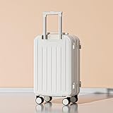 Modisches Reisegepäck für Damen und Herren, Handgepäck, Universal-Rolltrolley, Hartschalengepäck, Studenten-Reisecode-Kabinengepäck, Gepäckset White,22 inches