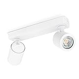 linovum TENJO Deckenleuchte Strahler 2er weiß mit GU10 LED Lampen warmweiß 3W - Spotleuchte 2 flammig schwenkbar drehbar 230V