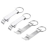 Rtinle 4 Stück Flaschenöffner Schlüsselanhänger, Bieröffner Schlüsselring, Bier Flaschenöffner, Bottle Opener Schlüssel Keychain, Silber