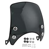 Psytfei Motorrad Windschutzscheibe Motorrad Windschild Spoiler Scheinwerfer Verkleidung mit 2 Halterung Motorrad Windshield Windabweiser Universal für 5-7 Zoll Scheinwerfer Motorrad Schwarz