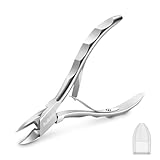 Auxmir Nagelschere Nagelzange für Starke Fußnägel, Profi Nagelknipser Nagelhautentferner für Tiefe Dicke Eingewachsene Fußnägel Fingernägel, Präzision Nagelhautschere aus Edelstahl mit Schutzkappe