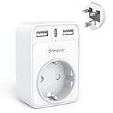 Reiseadapter UK Adapter England Deutschland Stecker Reisestecker Reiseadapter UK mit 2 USB 1USB C (3A) Steckdosenadapter Typ G für England Irland Großbritannien Wand Ladegerät Ladestation