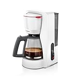 Bosch Filterkaffeemaschine MyMoment TKA2M111, Glaskanne 1,25 L, für 10-15 Tassen, 40min Warmhaltefunktion, Tropfstopp, schwenkbarer Filterträger, abnehmbarer Wassertank, 1200 Watt, Weiß matt