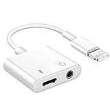 Kopfhörer Jack Adapter für iPhone Dongle [MFi Zertifiziert] 2 in 1 Lightning auf 3.5mm Kopfhörersplitter Aux Audio Splitter Kopfhörer Adapter Kompatibel mit iPhone 14 14Pro Max 13 12 11 XS XR 8 7