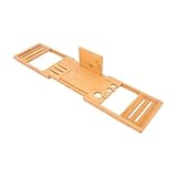 EXHUMKY Badewannengestell Badschale Für Spa Organizer Für Badewannenablagen Badewannenablagebrett Badtisch Tablett Badezimmerbad Organizer Badezimmer-tablett Wannen-tablett Bambus Beige