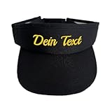 MIMAYIN Personalisierte Visor Cap mit Wunschtext Individueller Text Verstellbare Reine Farbe Baseballhut Kappe Visier Hut für Herren Damen (Baumwolle, Black)