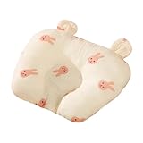Babykissen gegen Plattkopf, Atmungsaktives Ergonomisches Babykissen Plagiozephalie, Cotton Nacken Nackenstütze,Baby-Kissen für den Kopf, hilft EIN Plattkopfsyndrom (Light Yellow, 26x30cm)